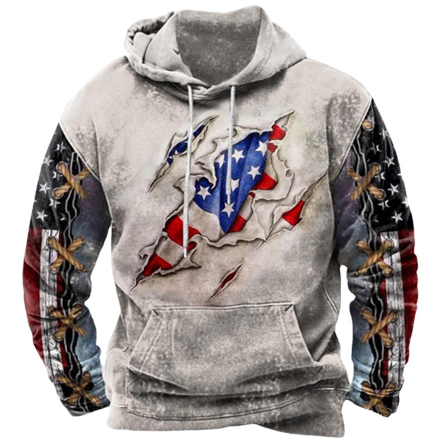 

Men's American Flag Print Hoodie