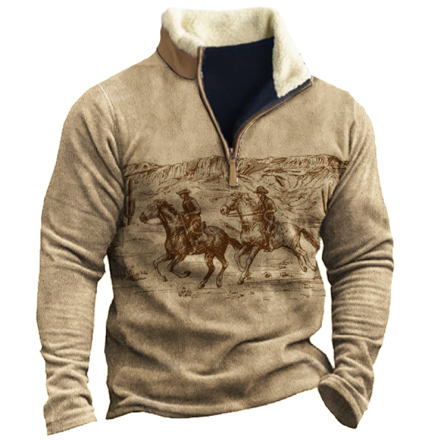 

Cowboy Aztec Men's Lapel Sweatshirt