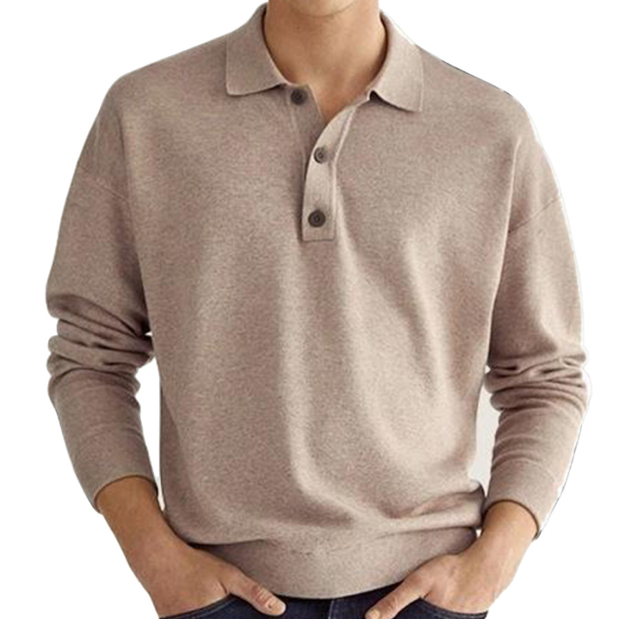 

Top Da Uomo A Maniche Lunghe Con Collo A Polo Casual Da Esterno
