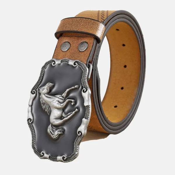 Men's Vintage Ethnic Western Cowboy Leather Belt - Fineyoyo.com 