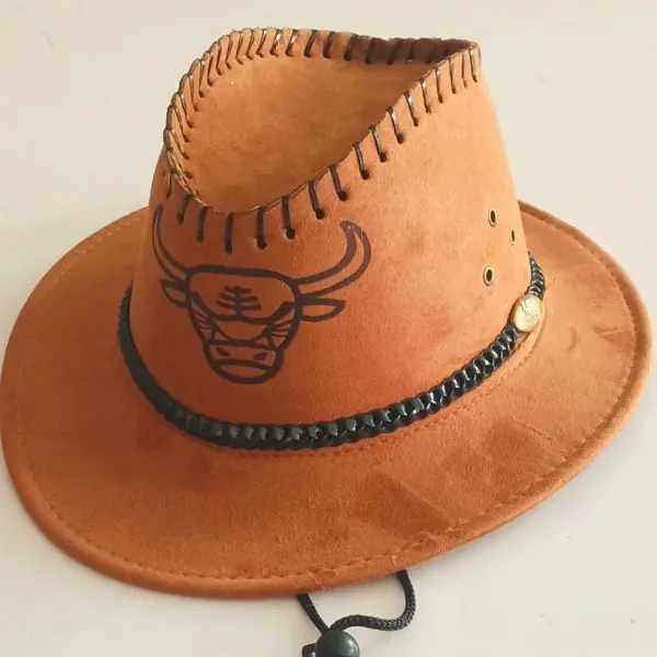 Men's Wide Brim Suede Western Rope Rider Cowboy Hat - Villagenice.com 