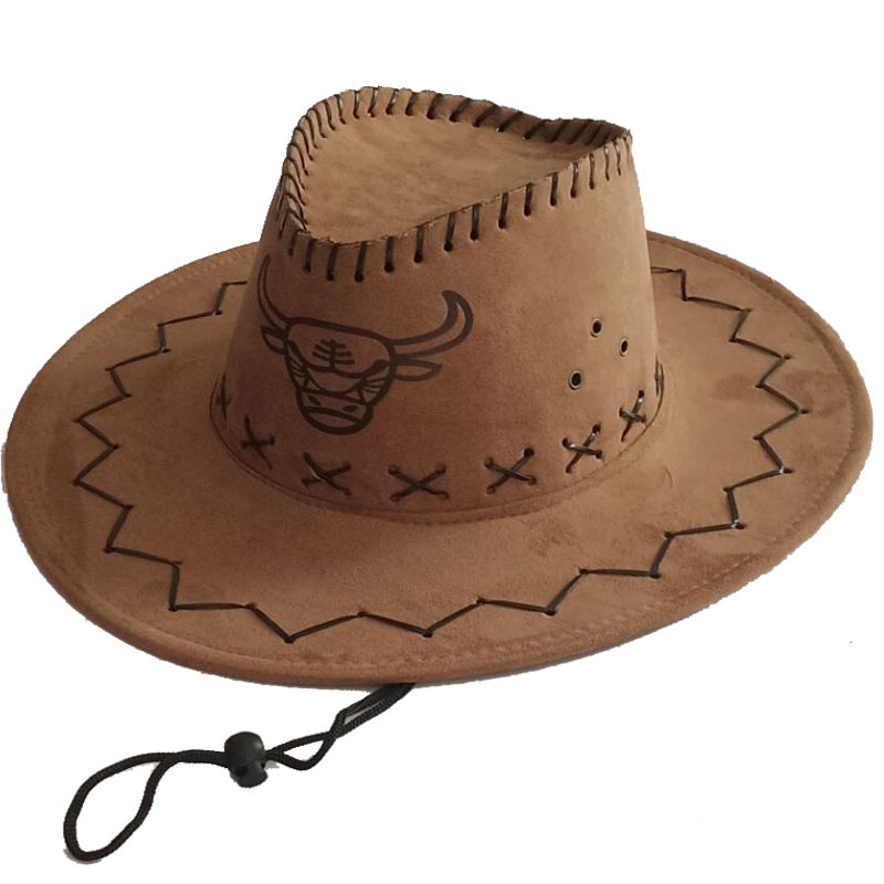 Men's Wide Brim Suede Chic Western Rope Rider Cowboy Hat