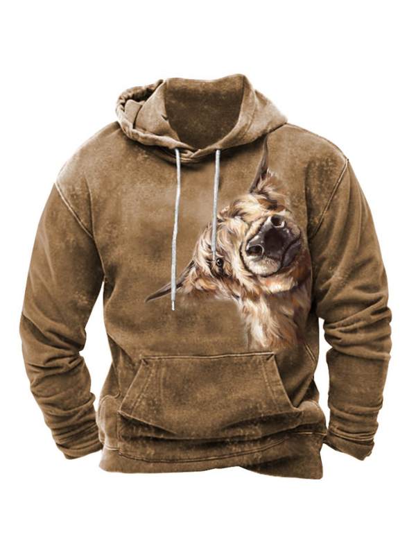 Men's Vintage Western Cow Print Hoodie