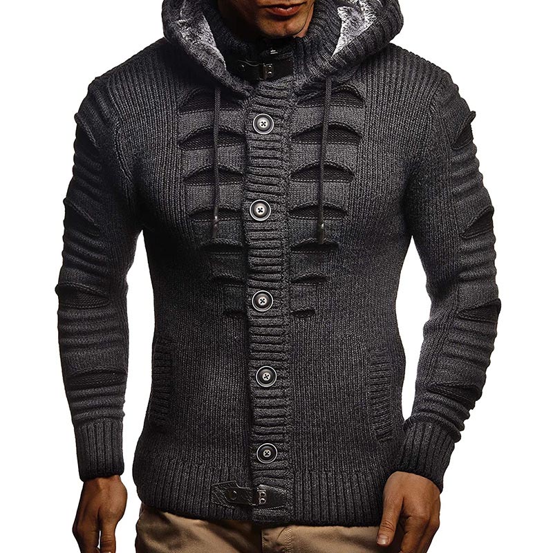 Men's Ripped Hoodie Knit Chic Cardigan