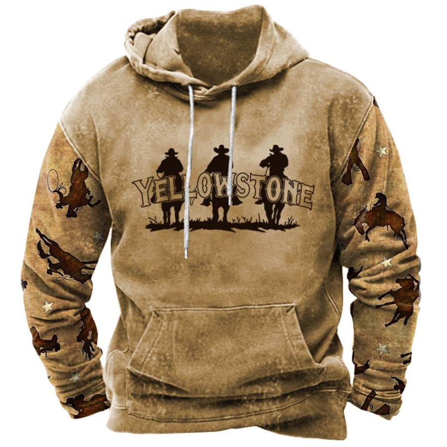

Men's Vintage Yellowstone Horse Print Hoodie