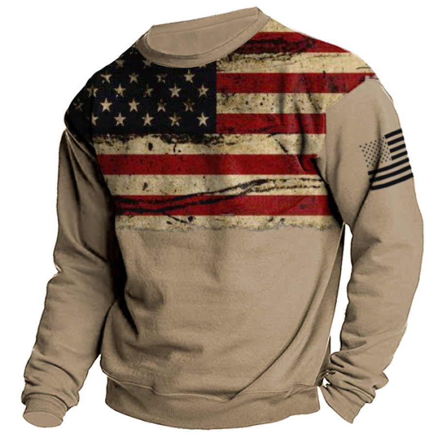 

Men's Retro American Flag Print Casual Sweatshirt