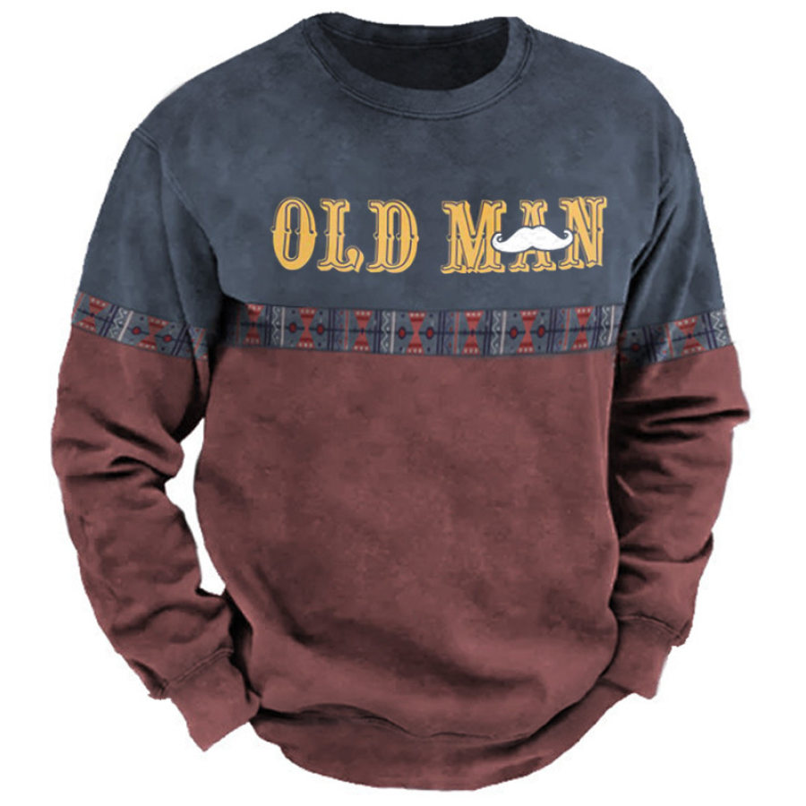 

Men's Vintage Old Man Ethnic Colorblock Sweatshirt