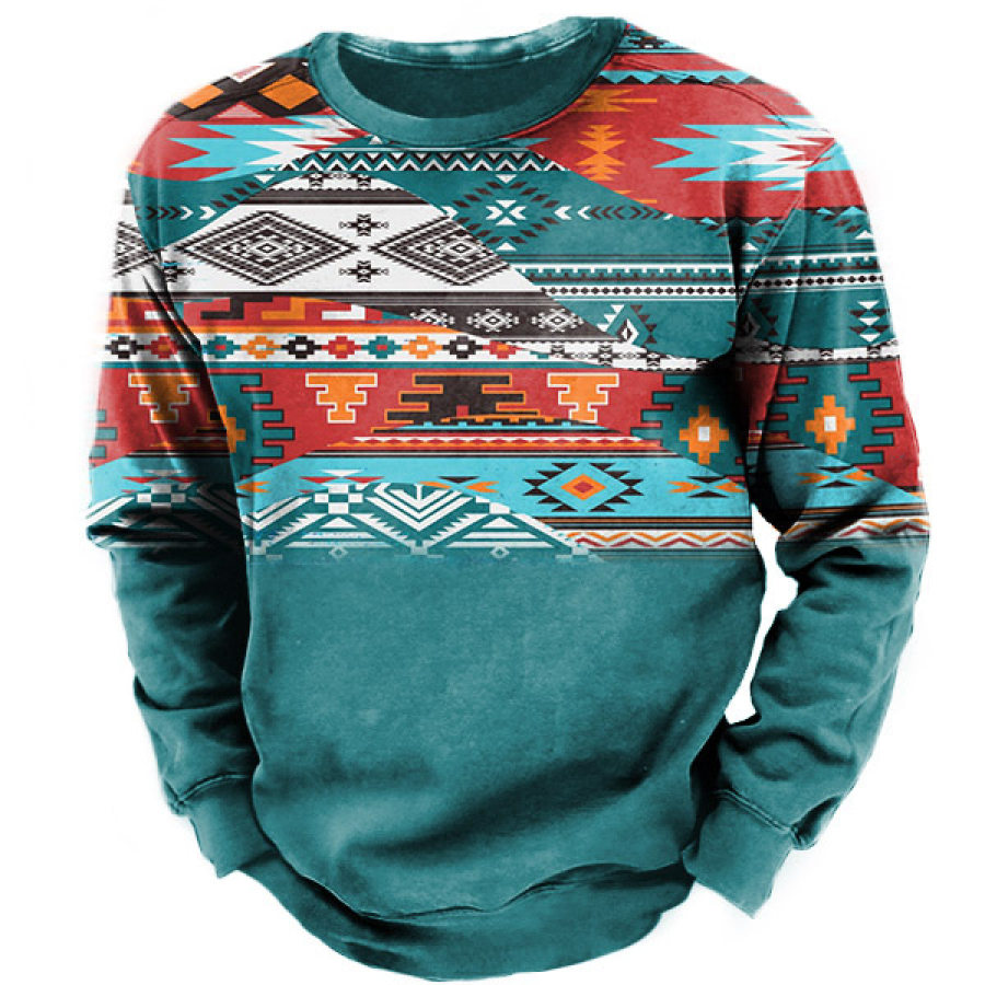 

Men's Vintage Ethnic Geometric Print Sweatshirt