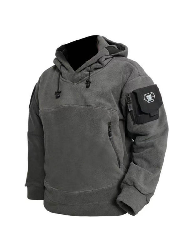 Men's Outdoor Fleece Multi-Pocket Tactical Hoodie