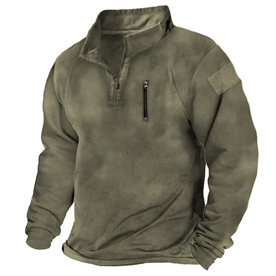 

Men's Outdoor Zip Pocket Stand Collar Tactical Sweatshirt