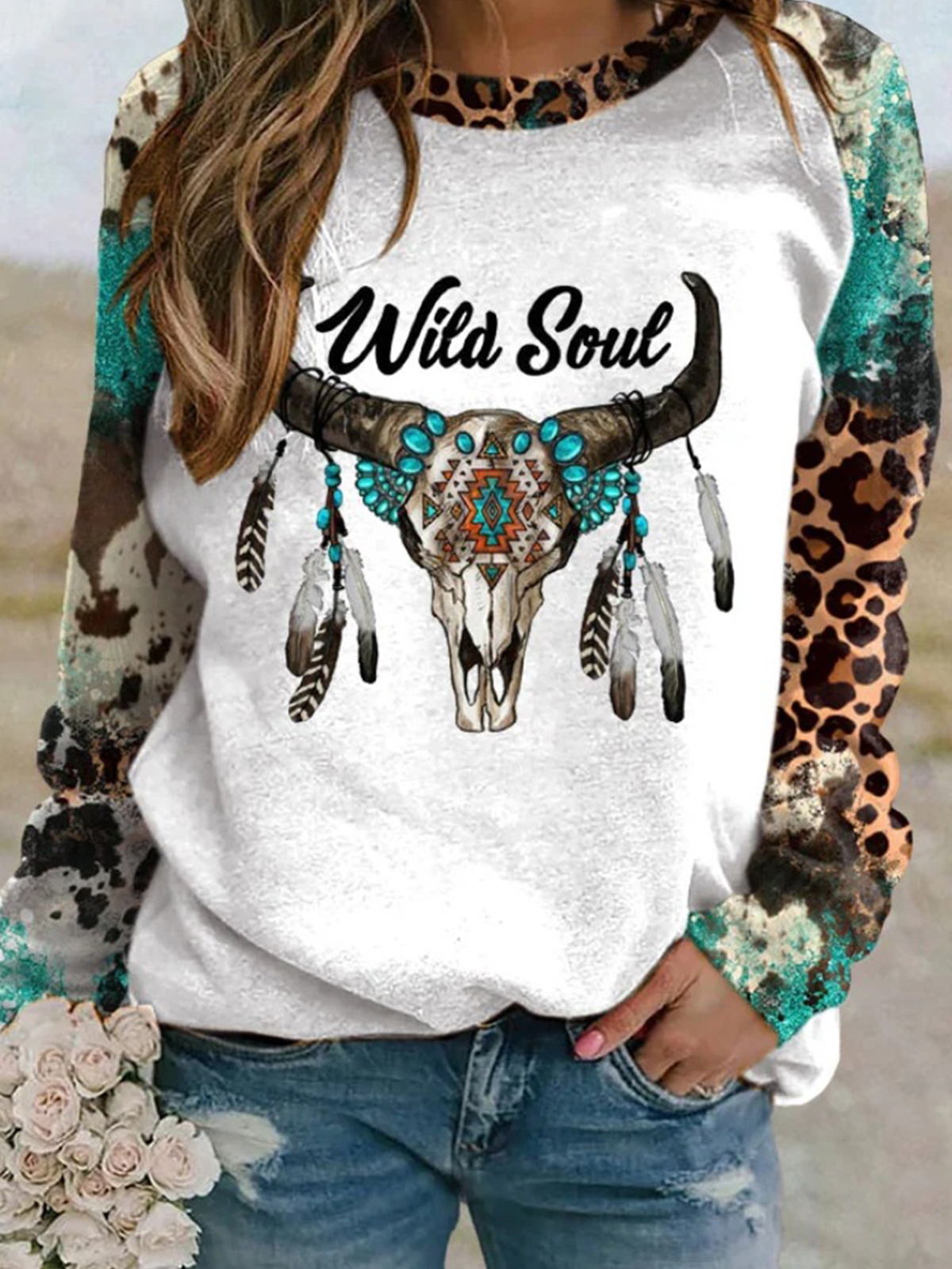 Women's Vintage American Western Chic Cowboy Sweatshirt