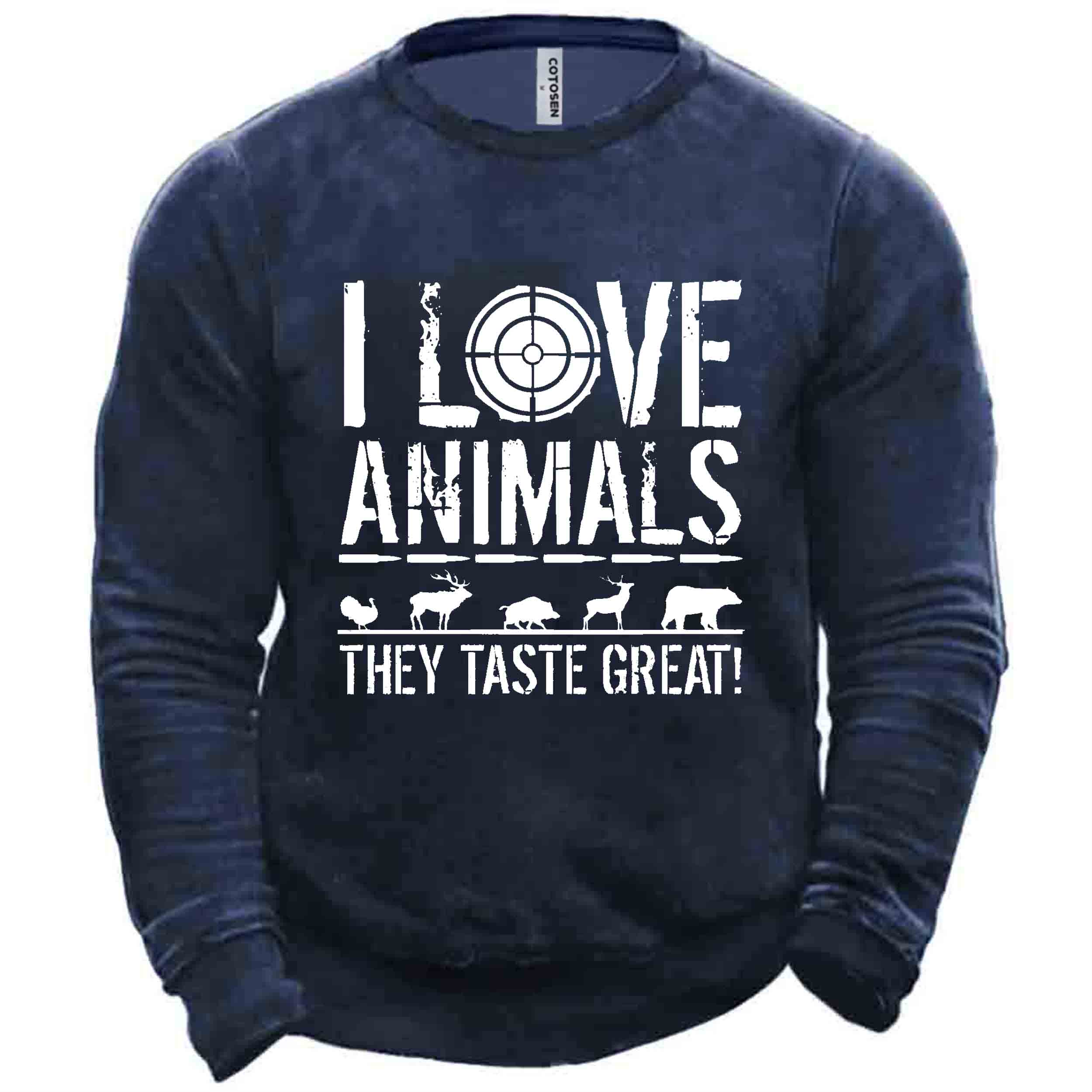 Men's I Love Animals Print Chic Sweatshirt