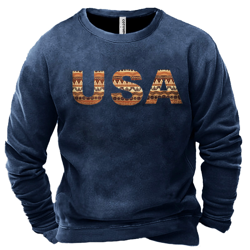 Ethnic Usa Flag Print Chic Men's Sweatshirt