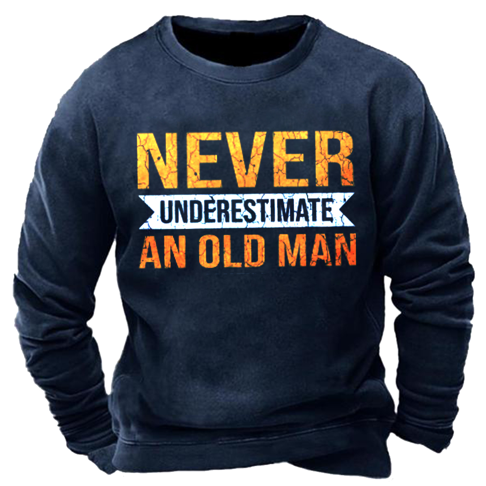 Never Underestimate An Old Chic Man Men's Round Neck Casual Sweater