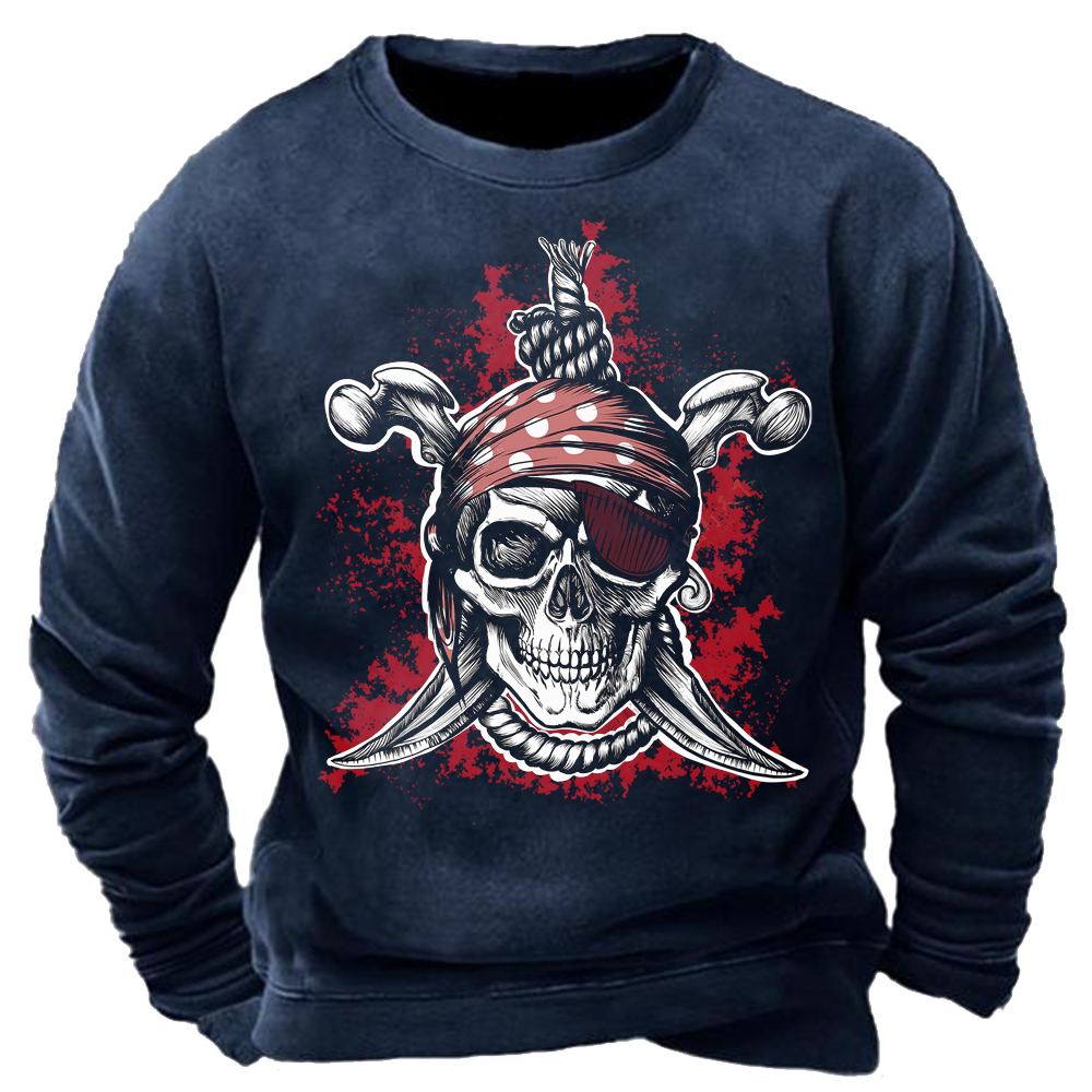 Men's Vintage Pirate Skull Print Chic Sweatshirt