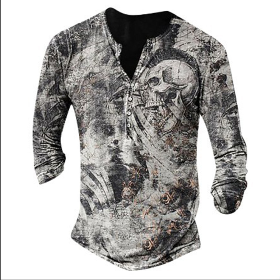 

Men's Outdoor Casual Half Cardigan Printed Long Sleeve T-Shirt