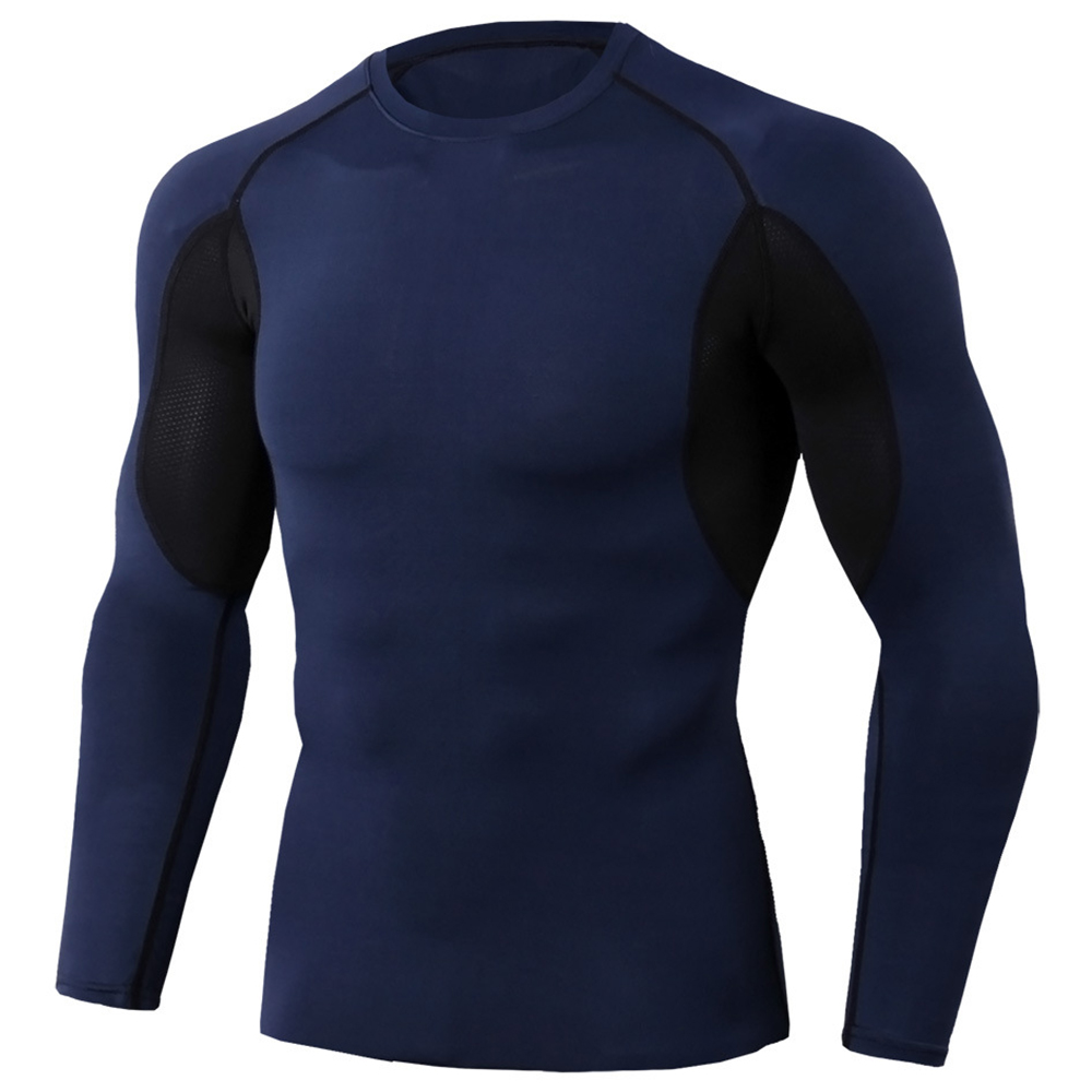 Men's Outdoor Sports Contrasting Chic Color Slim Elastic Long Sleeves
