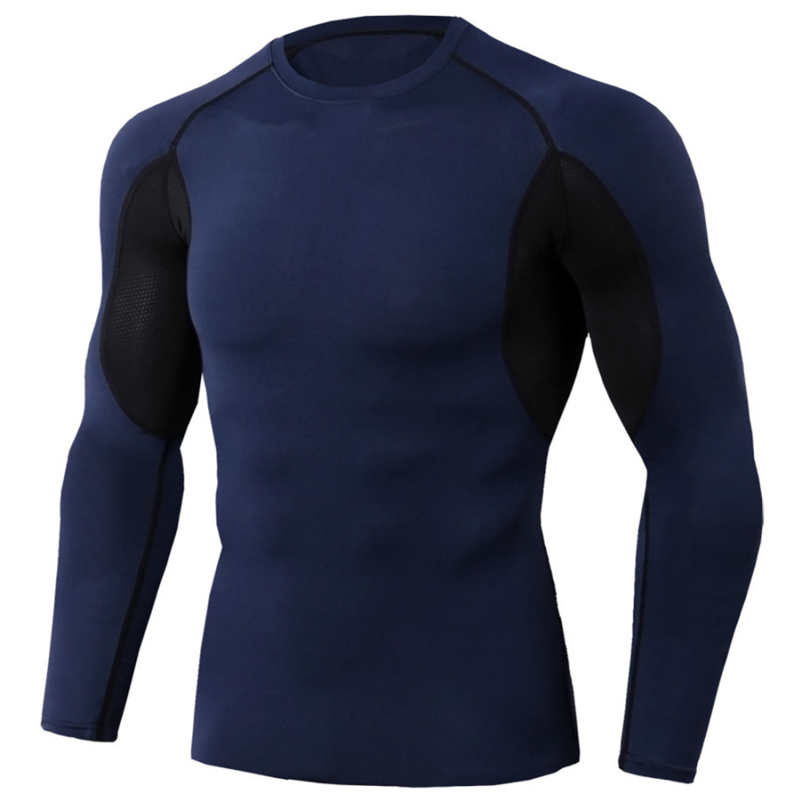 

Men's Outdoor Sports Contrasting Color Slim Elastic Long Sleeves