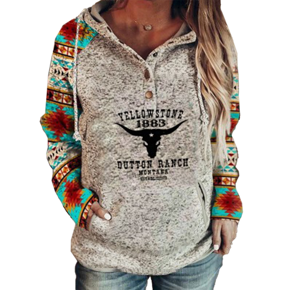 Women's Yellowstone Cowboy Hooded Chic Sweater