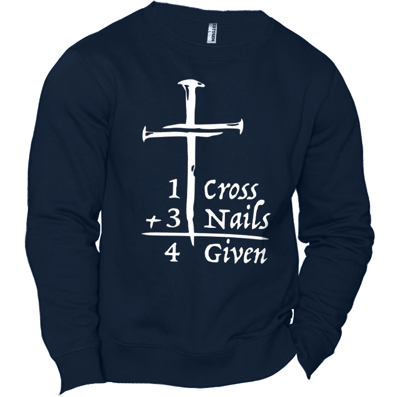 Men's Cross Faith Graphic Print Chic Crew Sweatshirt