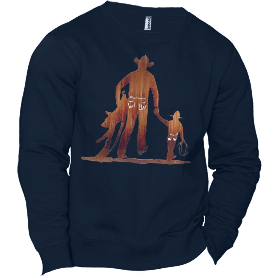 

Dad And Son Men's Cowboys Dutton Ranch Graphic Print Crew Sweatshirt