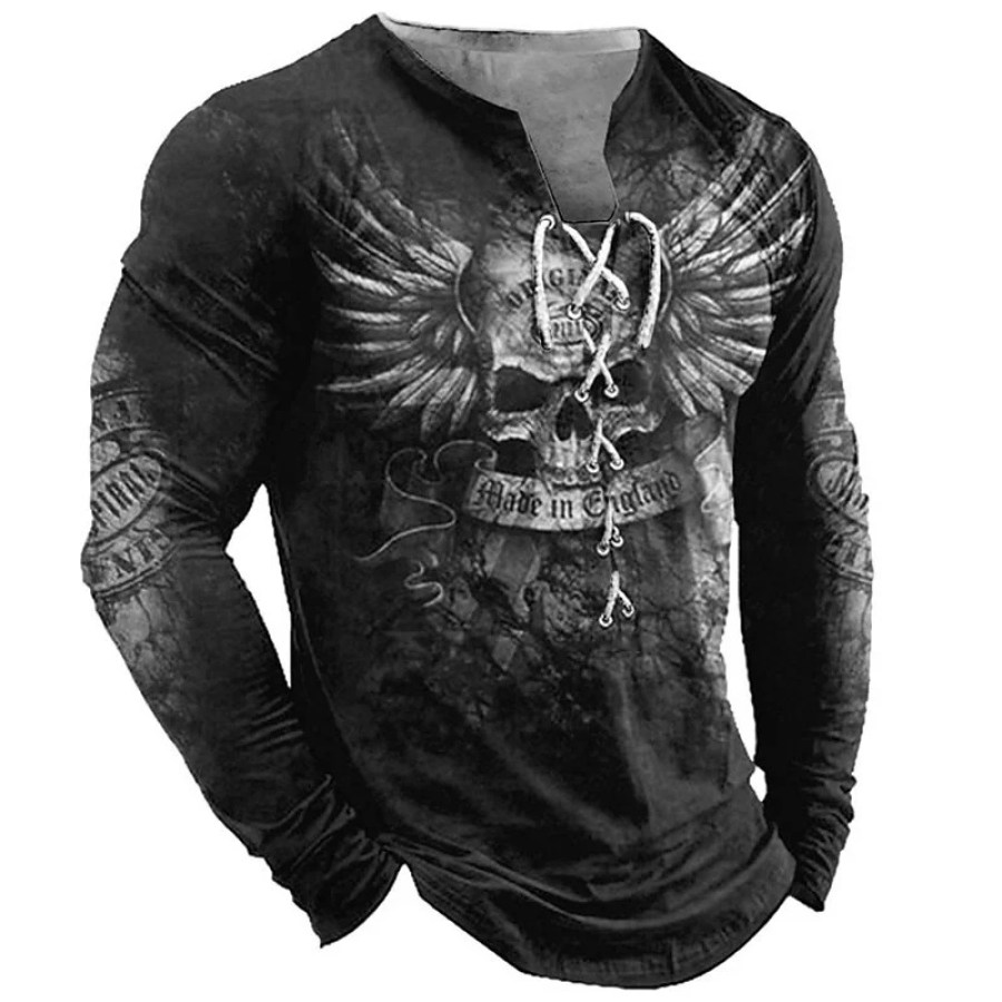 

Men's Casual Outdoor Print Tie Long Sleeve T-Shirt
