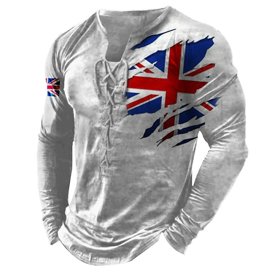 

Men's Casual Outdoor Print Tie Long Sleeve T-Shirt
