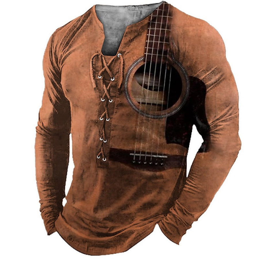 

Camiseta Casual De Manga Larga Con Lazo Estampado Para Exteriores Para Hombre