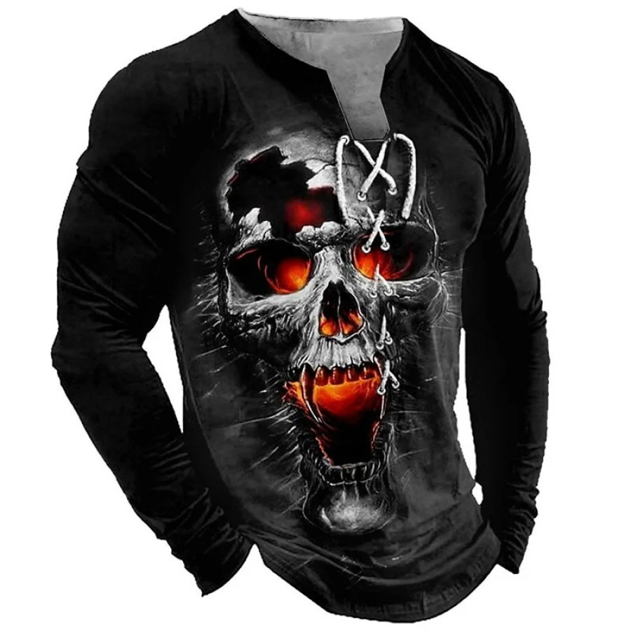 

Men's Casual Outdoor Print Tie Long Sleeve T-Shirt