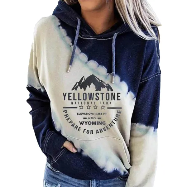 Women's American Yellowstone Park Print Hooded Sweatshirt - Kalesafe.com 