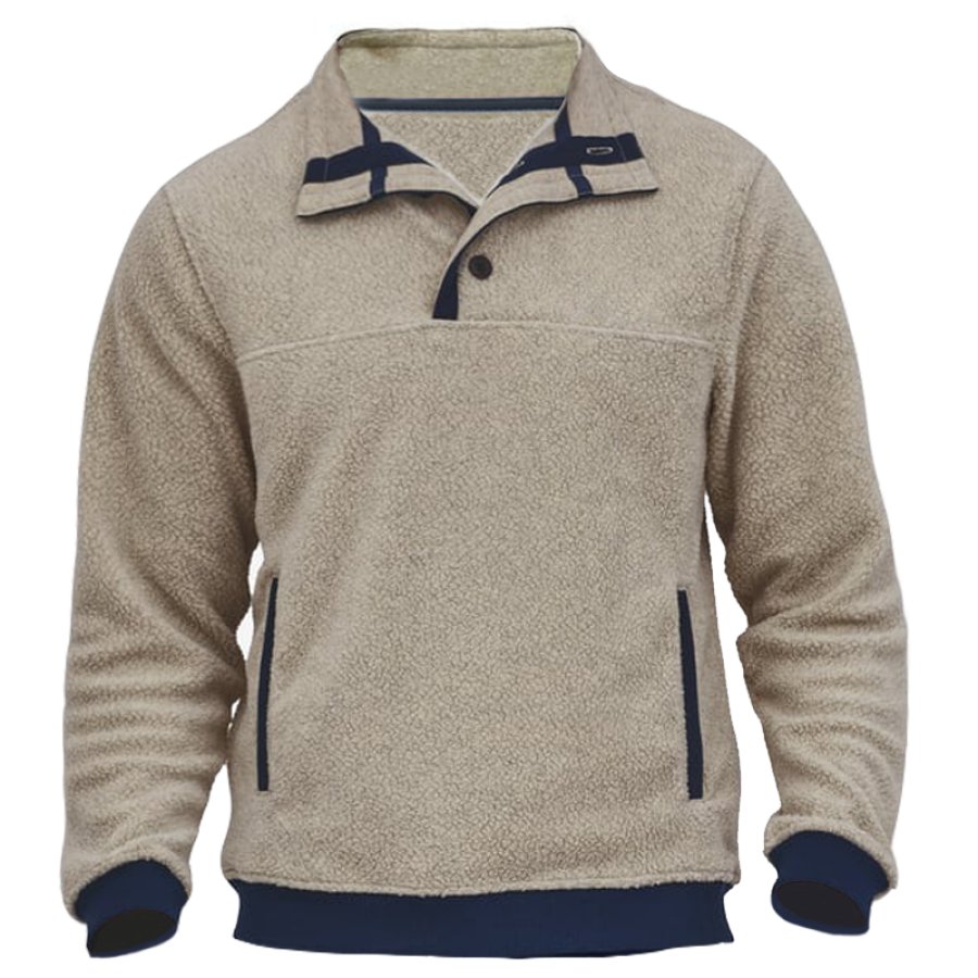 

Men's Retro Colorblock Polar Fleece Top Sweatshirt