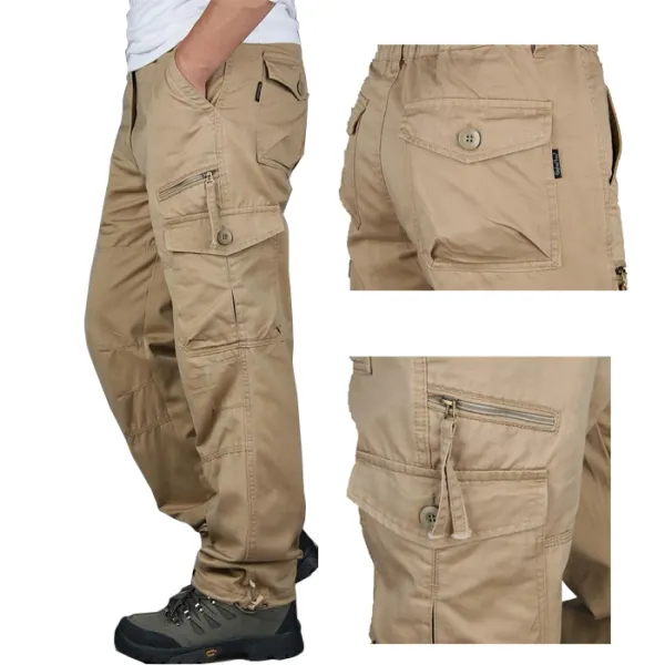 Men's Outdoor Multi Pocket Cotton Cargo Pants - Chrisitina.com 