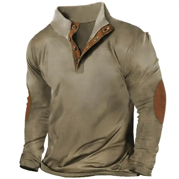 Men's Outdoor Tactical Colorblock Henley Long Sleeve T-Shirt - Mosaicnew.com 
