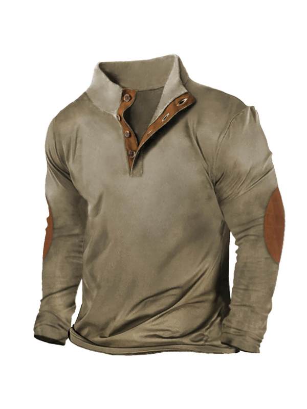 Men's Outdoor Tactical Colorblock Henley Long Sleeve T-Shirt