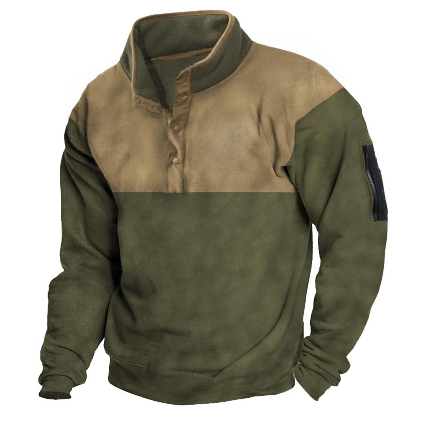 Men's Outdoor Tactical Colorblock Chic Quarter Snap Sweatshirt