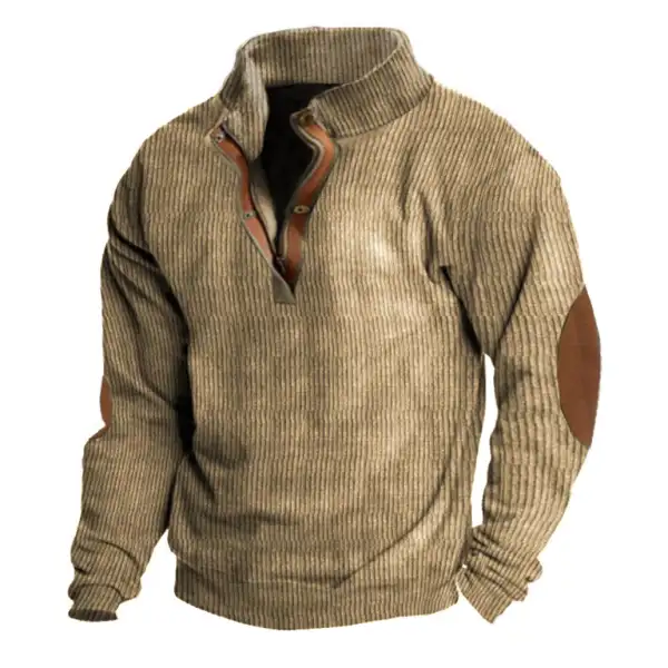 Men's Vintage Colorblock Zipper Stand Collar Sweatshirt - Sanhive.com 