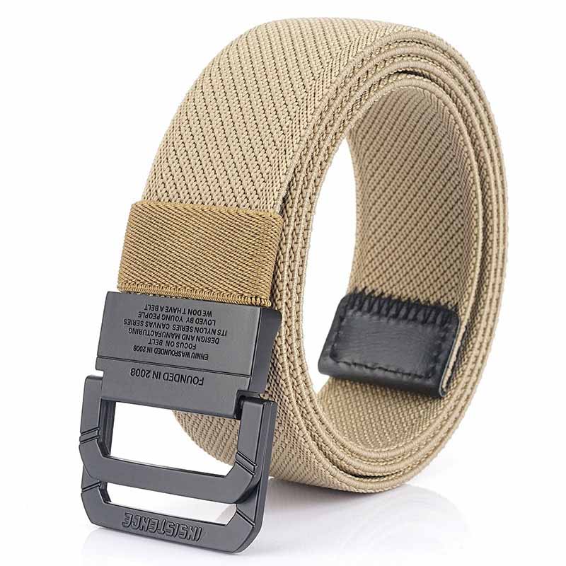 Men's Double Ring Buckle Chic Stretch Elastic Canvas Narrow Belt