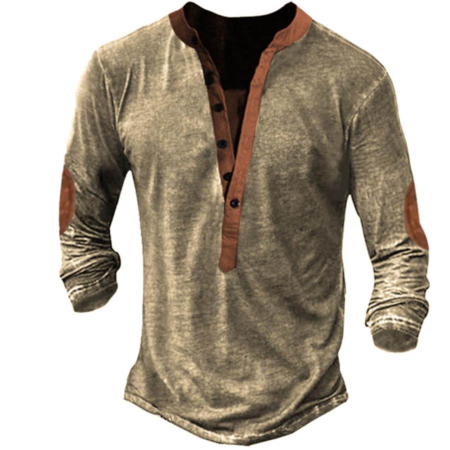 

Men's Outdoor Tactical Contrast Color Henley Long Sleeve T-Shirt