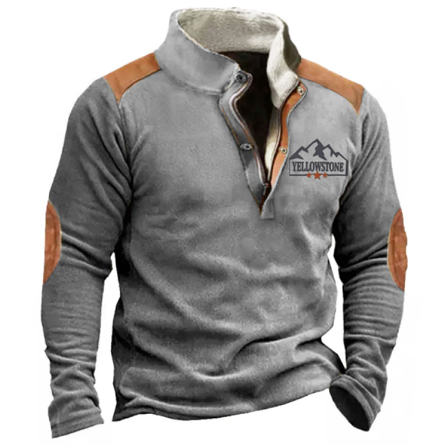 

Men's Outdoor Yellowstone Polar Colorblock Stand Collar Sweatshirt