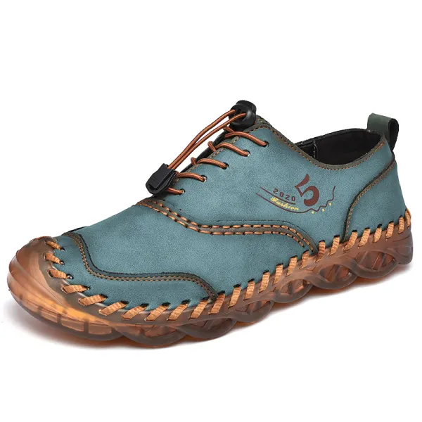 Men's Vintage Western Wear Resistant Handmade Leather Shoes - Kalesafe.com 