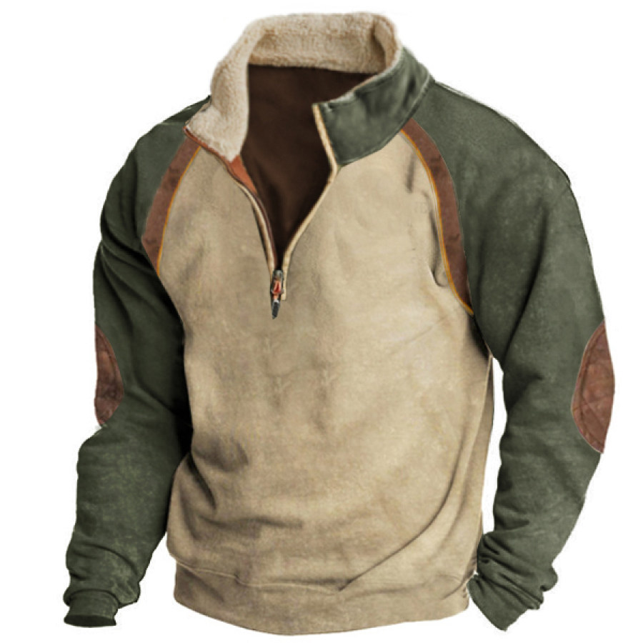 

Men's Vintage Henley Stand Collar Tactical Sweatshirt