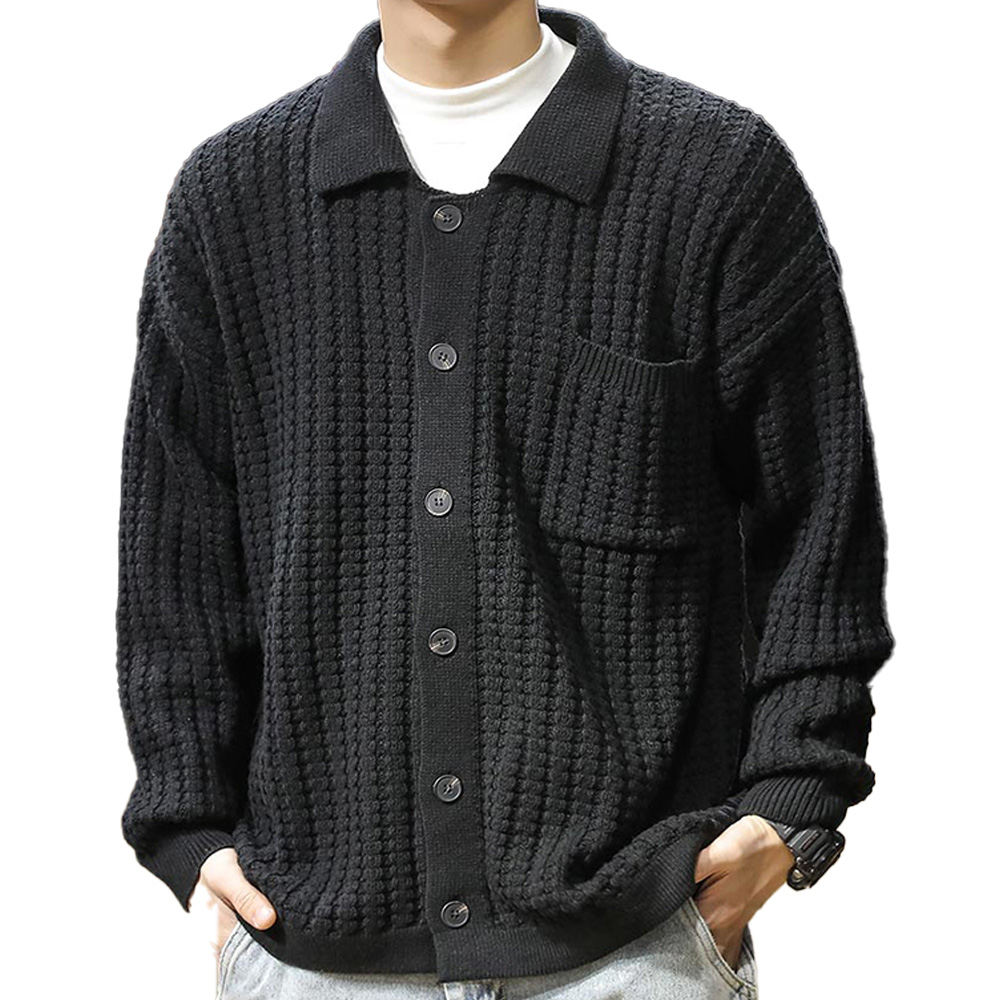 Men's Vintage Lapel Pocket Chic Knitted Sweater Cardigan