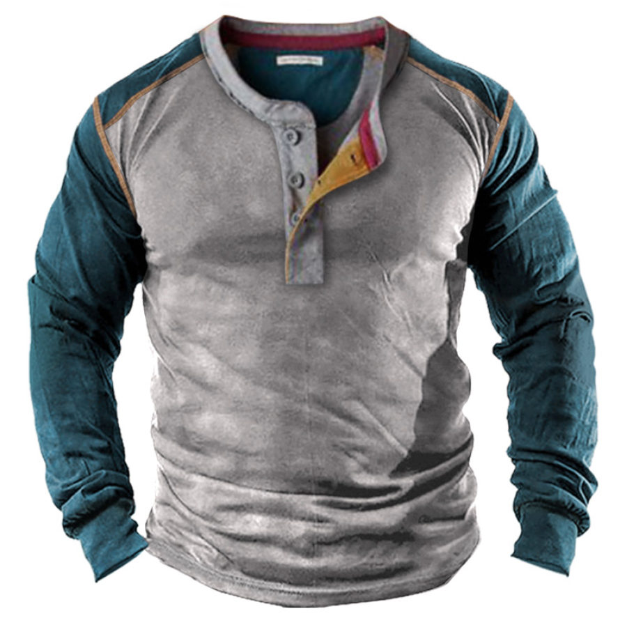 

Men's Vintage Colorblock Henley T-Shirt