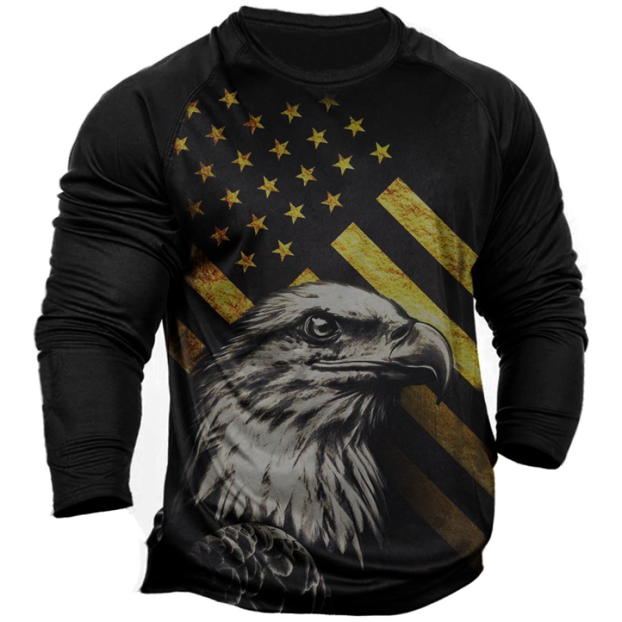 

Men's Vintage American Flag Eagle Long Sleeve T-Shirt