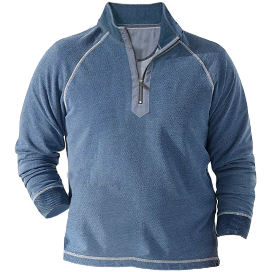 

Men's Vintage Colorblock Quarter Zip T-Shirt