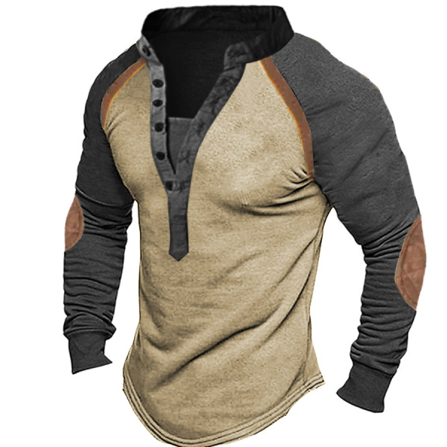 

Men's Vintage Colorblock Henley T-Shirt