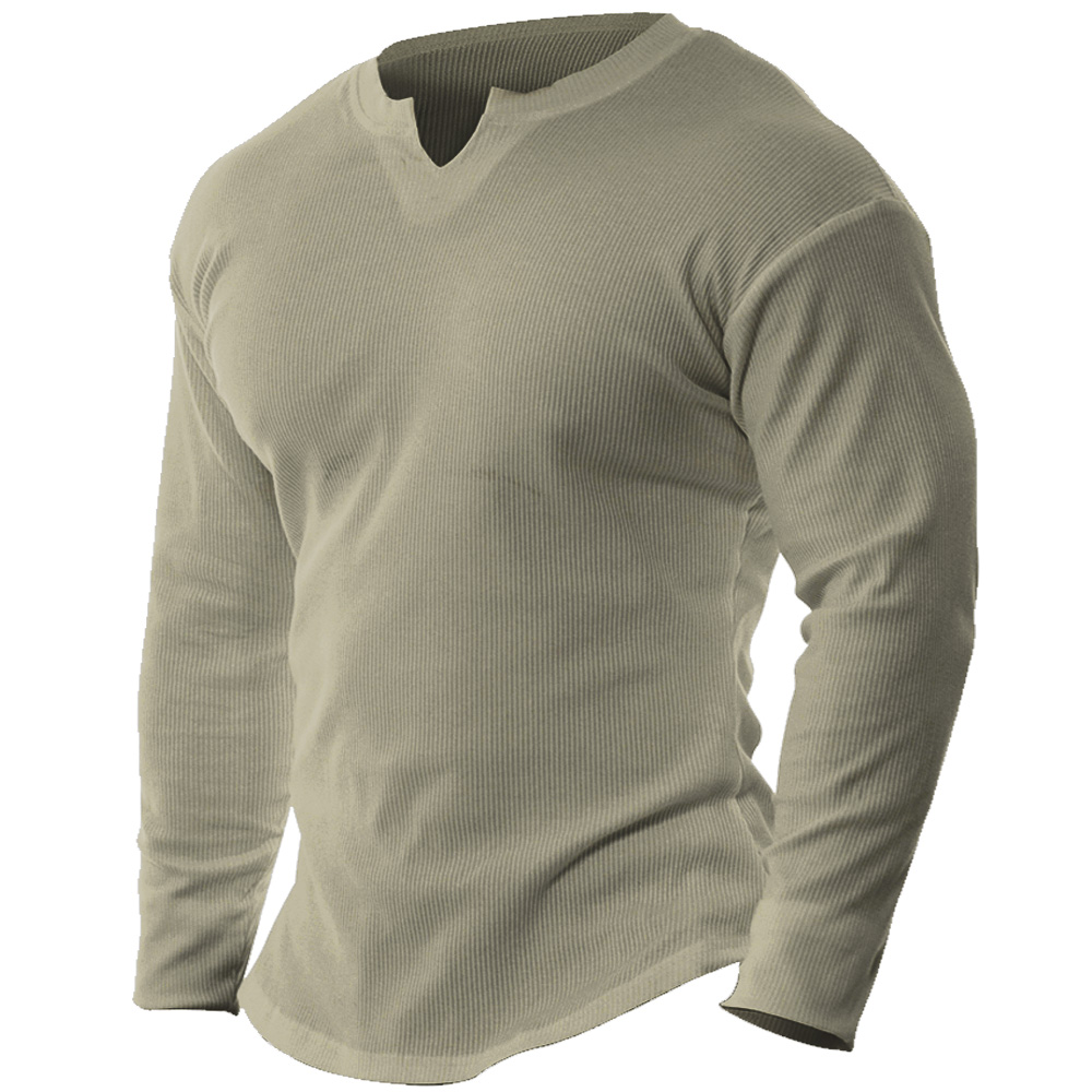 Men's Outdoor Casual Stretch Chic V-neck Long Sleeve T-shirt