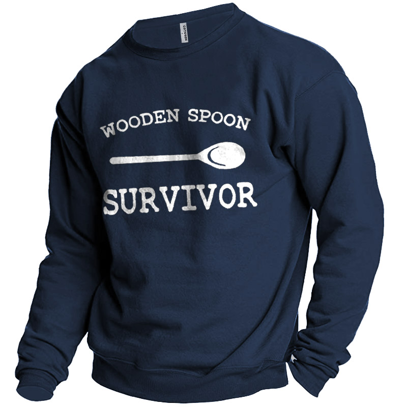 Men's Wooden Spoon Survivor Print Chic Sweatshirt