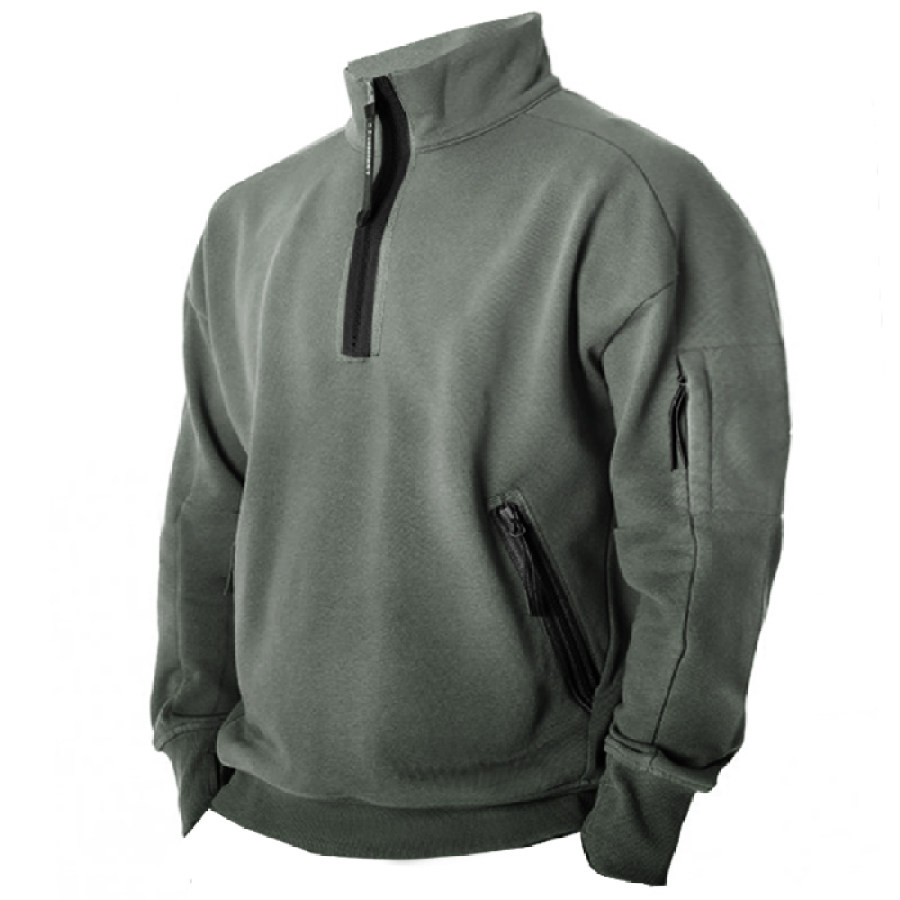 

Men's Outdoor Multi-Zip Pocket Stand Collar Tactical Sweatshirt