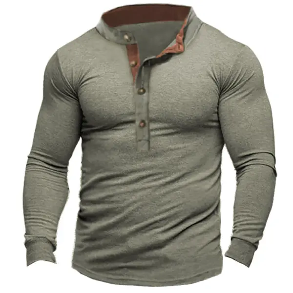 Men's Outdoor Tactical Henley Long Sleeve T-Shirt - Sanhive.com 